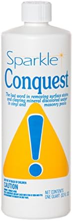 Sparkle Conquest Quart Sequestering Agent & Stain Remover for Plastered, Painted & Vinyl Swimming Pools - 20,000 Gallons Per Bottle