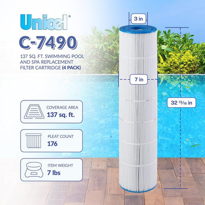 Unicel C-7490-4 Cartridge Filter for Hayward CX1380RE, SwimClear C5520 and C5020 (4 Pack)