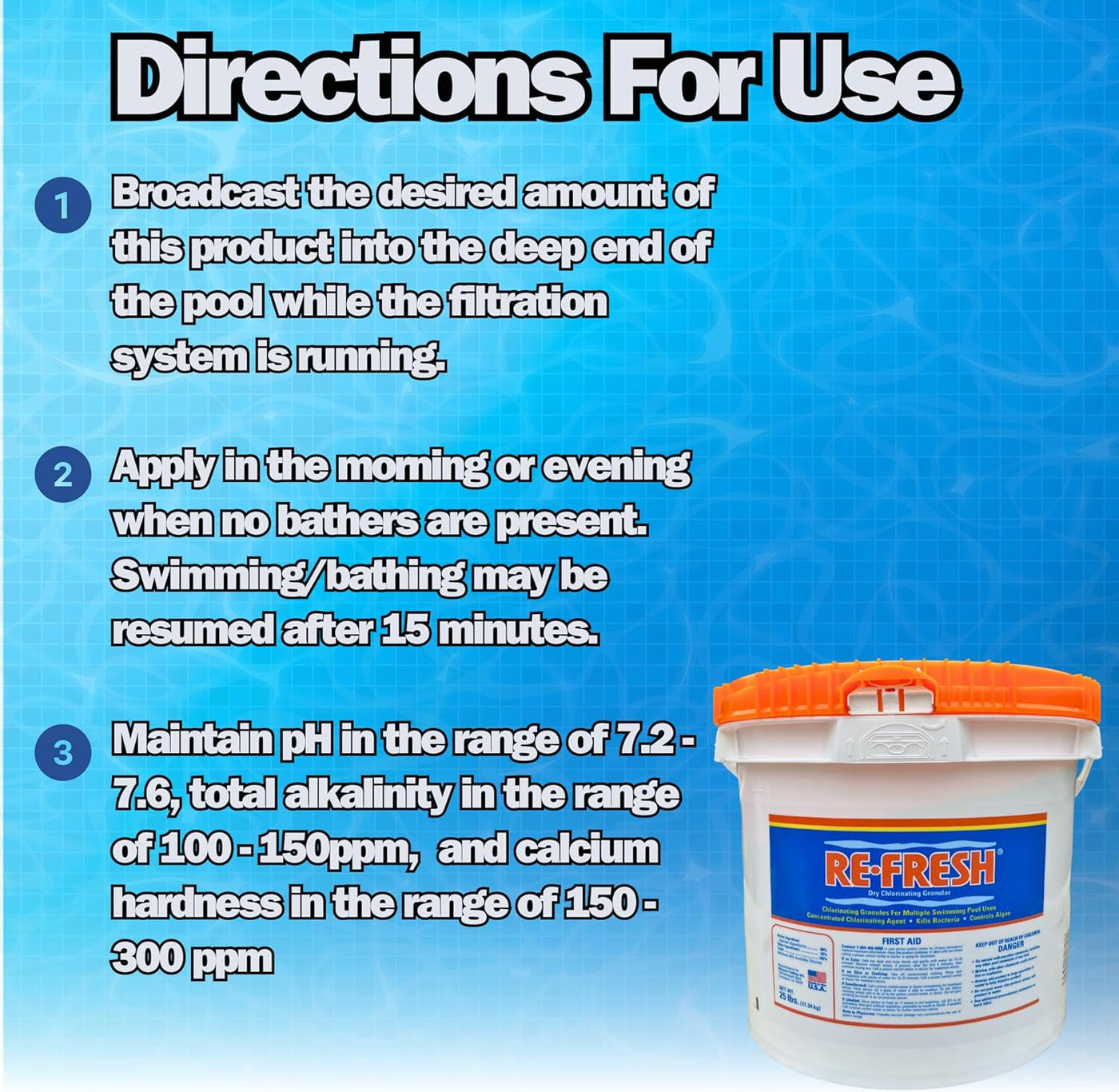 Refresh 68% Calcium Hypochlorite Granular Chlorine - 25 lb Pail