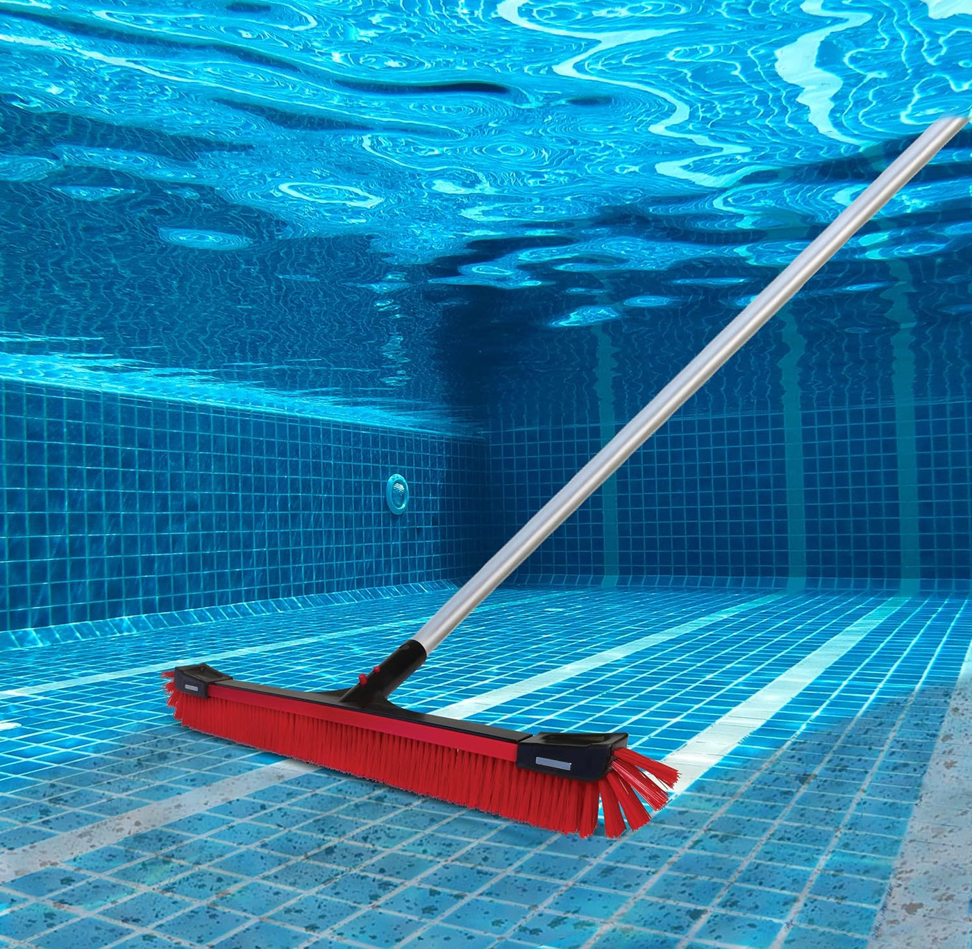 Skimlite 22" Spartan SP2022 All Purpose Nylon Pool Brush Head for Pool Walls Tile Corners Floors, Heavy Duty Scratch & Rust Free Round Edges, Reinforced Metal Handle