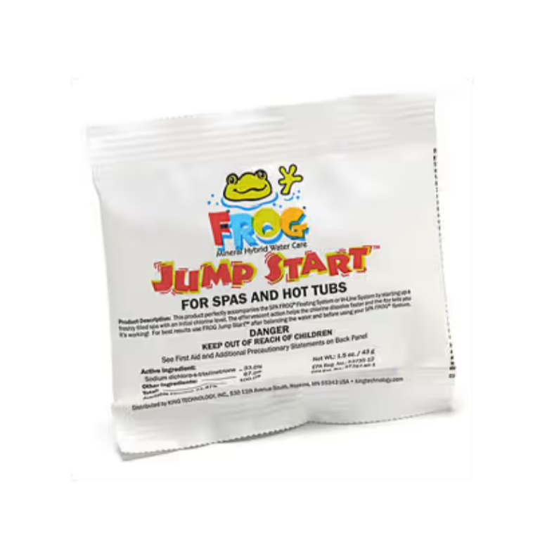 Frog Jump Start packet for spas and hot tubs on a white background