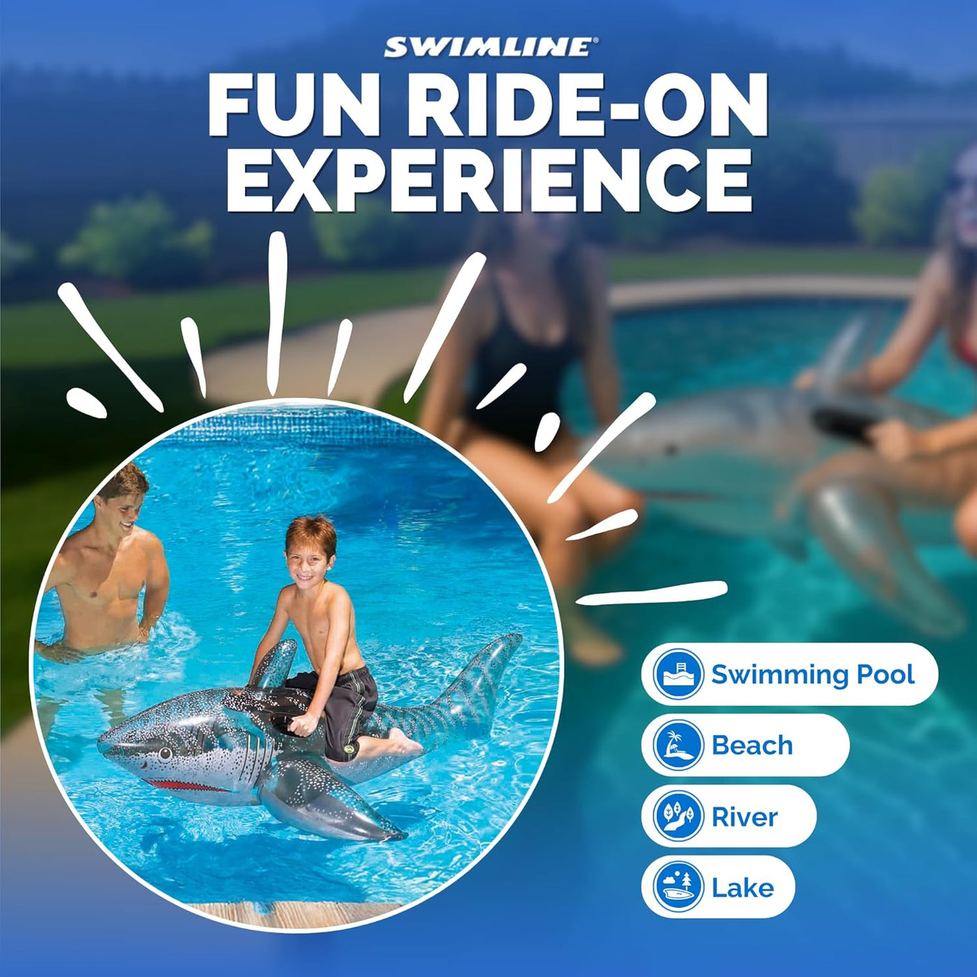 Shark Riding Inflatable Swimline 72